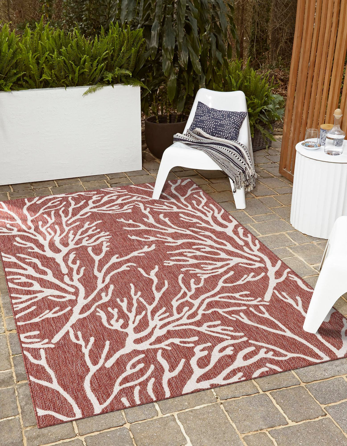 Seaside Haven Rugs Collection Area Rug -  Pebblestone Rectangle Rust Red  lifestyle 0