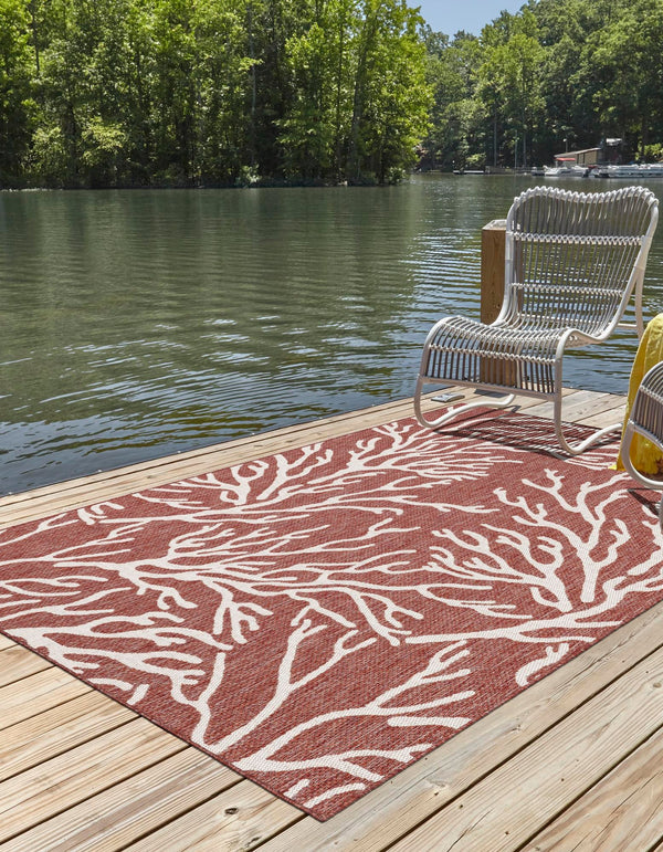 Seaside Haven Rugs Collection Area Rug -  Pebblestone Rectangle Rust Red  lifestyle 2