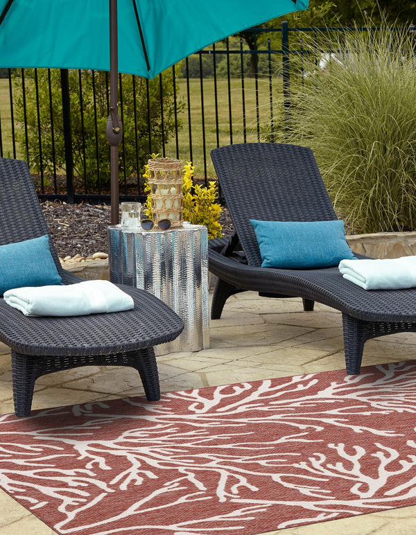 Seaside Haven Rugs Collection Area Rug -  Pebblestone Rectangle Rust Red  lifestyle 3