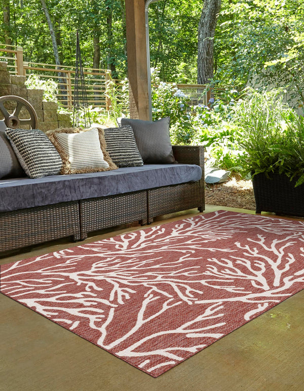 Seaside Haven Rugs Collection Area Rug -  Pebblestone Rectangle Rust Red  lifestyle 4