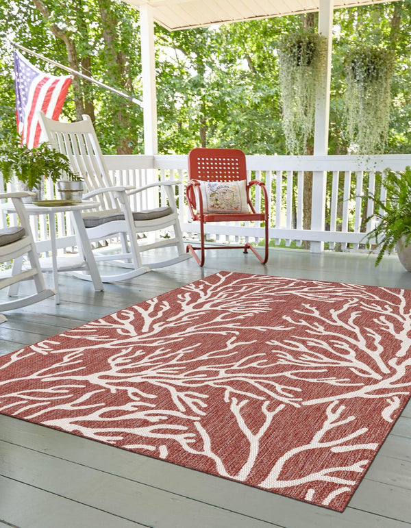 Seaside Haven Rugs Collection Area Rug -  Pebblestone Rectangle Rust Red  lifestyle 6