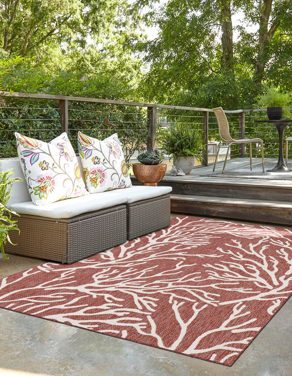Seaside Haven Rugs Collection Area Rug -  Pebblestone Rectangle Rust Red  lifestyle 9