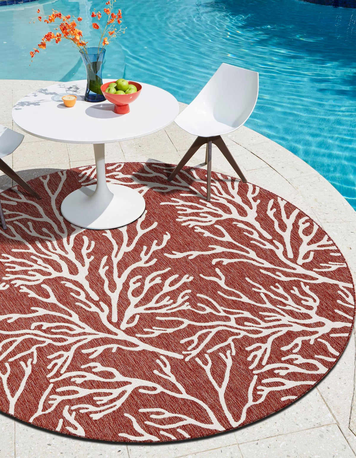 Seaside Haven Rugs Collection Area Rug -  Pebblestone Round Rust Red  lifestyle 0