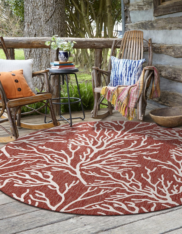 Seaside Haven Rugs Collection Area Rug -  Pebblestone Round Rust Red  lifestyle 2