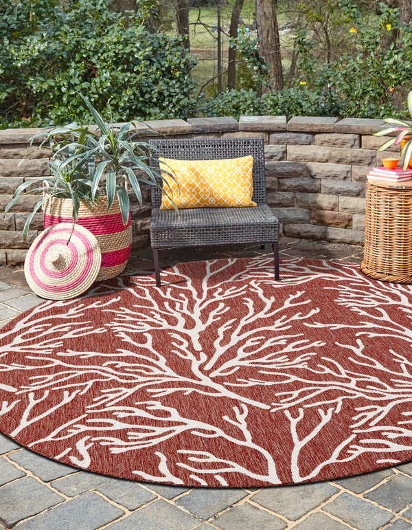 Seaside Haven Rugs Collection Area Rug -  Pebblestone Round Rust Red  lifestyle 3