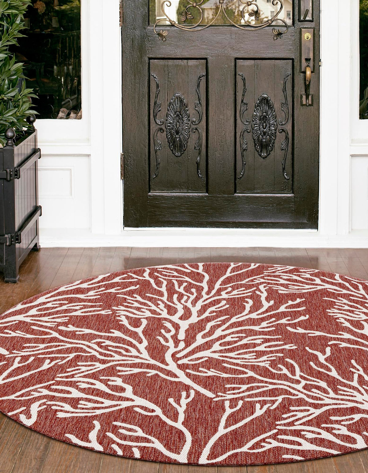 Seaside Haven Rugs Collection Area Rug -  Pebblestone Round Rust Red  lifestyle 4