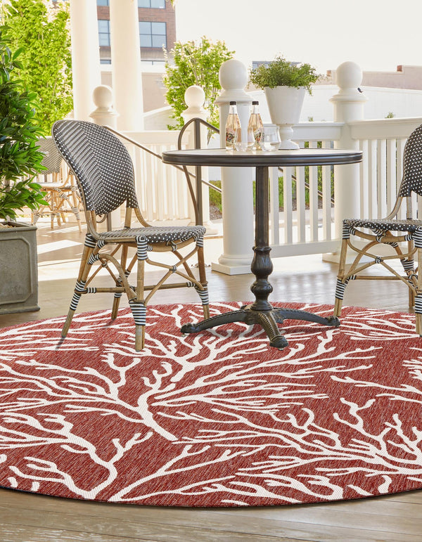 Seaside Haven Rugs Collection Area Rug -  Pebblestone Round Rust Red  lifestyle 5