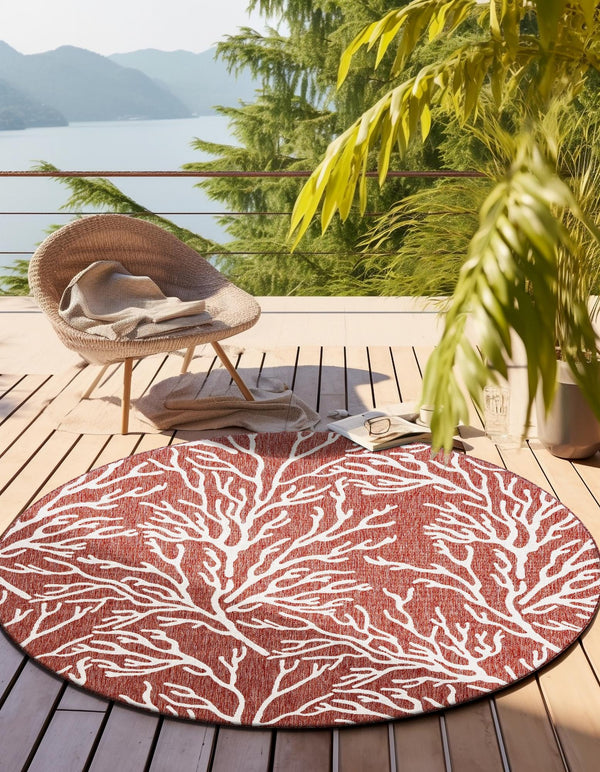 Seaside Haven Rugs Collection Area Rug -  Pebblestone Round Rust Red  lifestyle 6