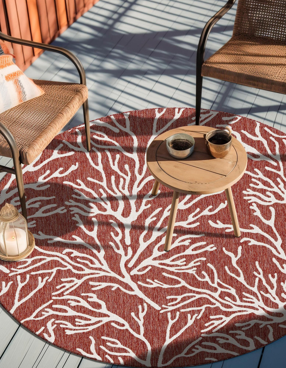 Seaside Haven Rugs Collection Area Rug -  Pebblestone Round Rust Red  lifestyle 7