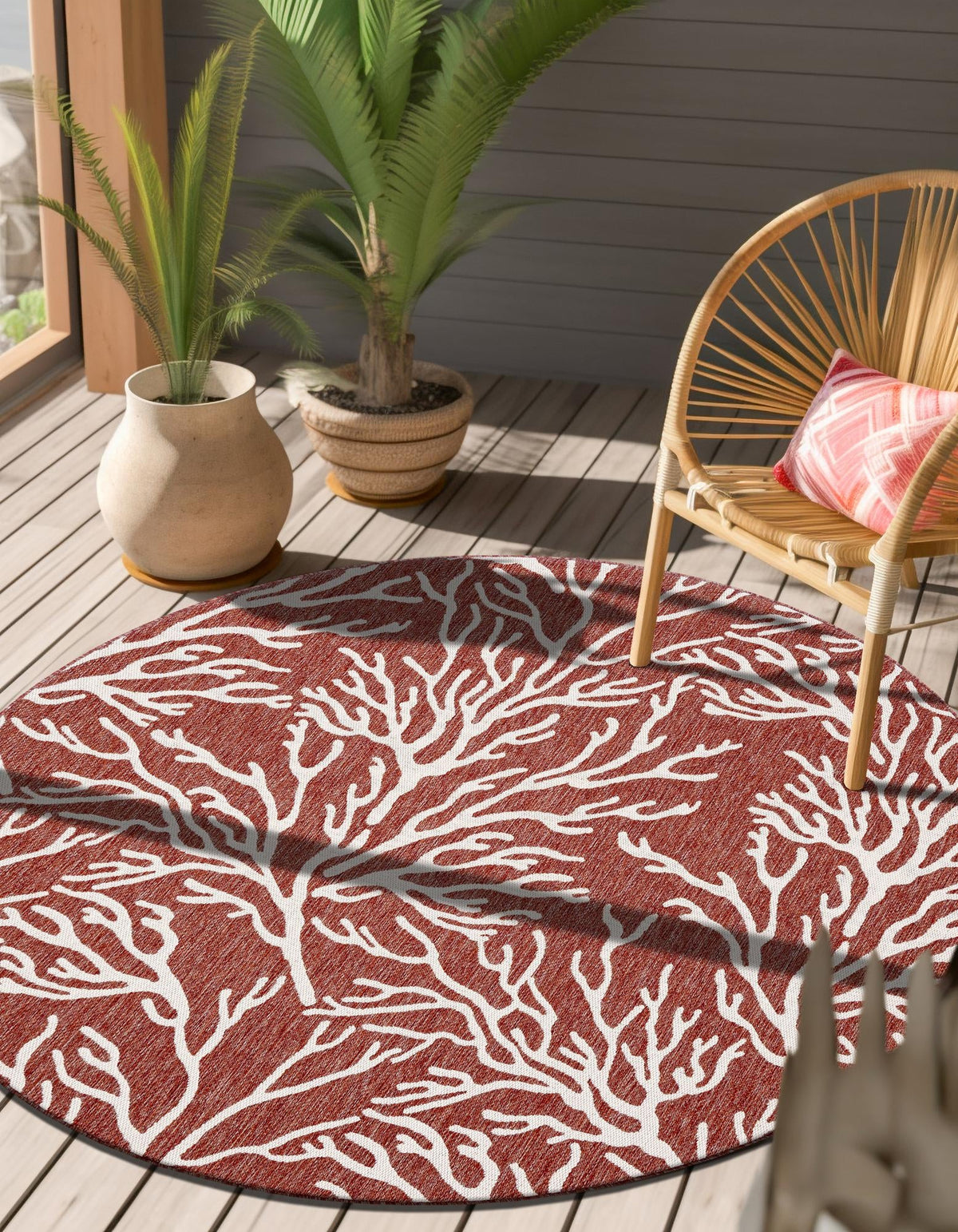 Seaside Haven Rugs Collection Area Rug -  Pebblestone Round Rust Red  lifestyle 8