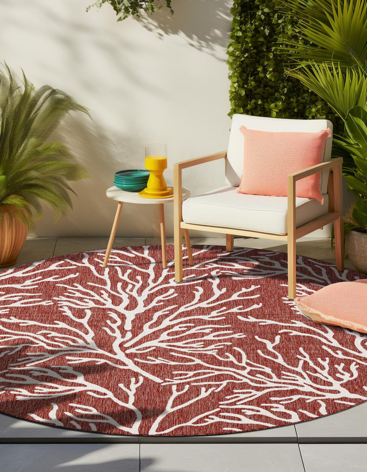 Seaside Haven Rugs Collection Area Rug -  Pebblestone Round Rust Red  lifestyle 9