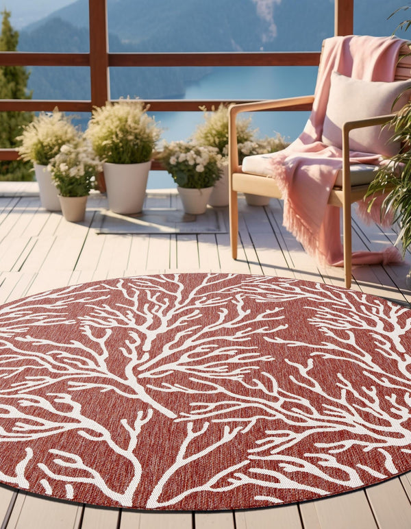Seaside Haven Rugs Collection Area Rug -  Pebblestone Round Rust Red  lifestyle 10