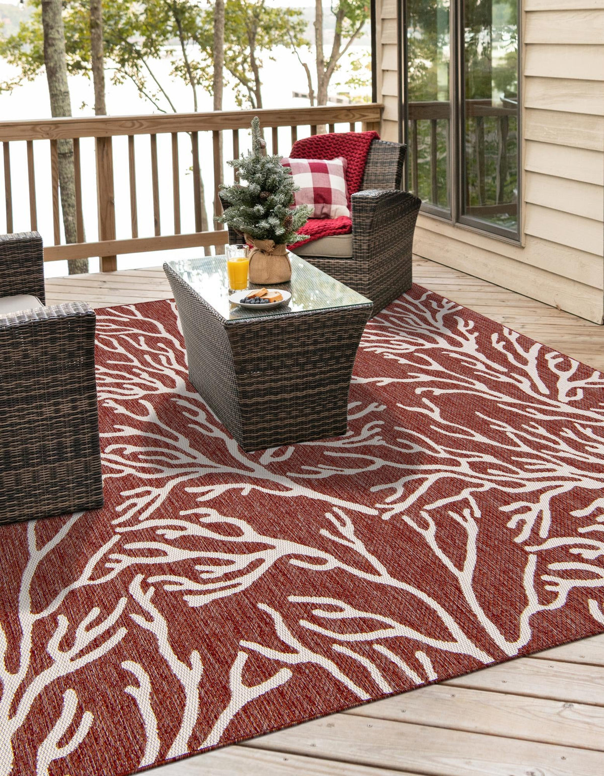 Seaside Haven Rugs Collection Area Rug -  Pebblestone Square Rust Red  lifestyle 3