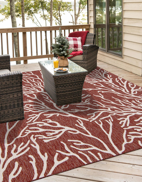 Seaside Haven Rugs Collection Area Rug -  Pebblestone Square Rust Red  lifestyle 3