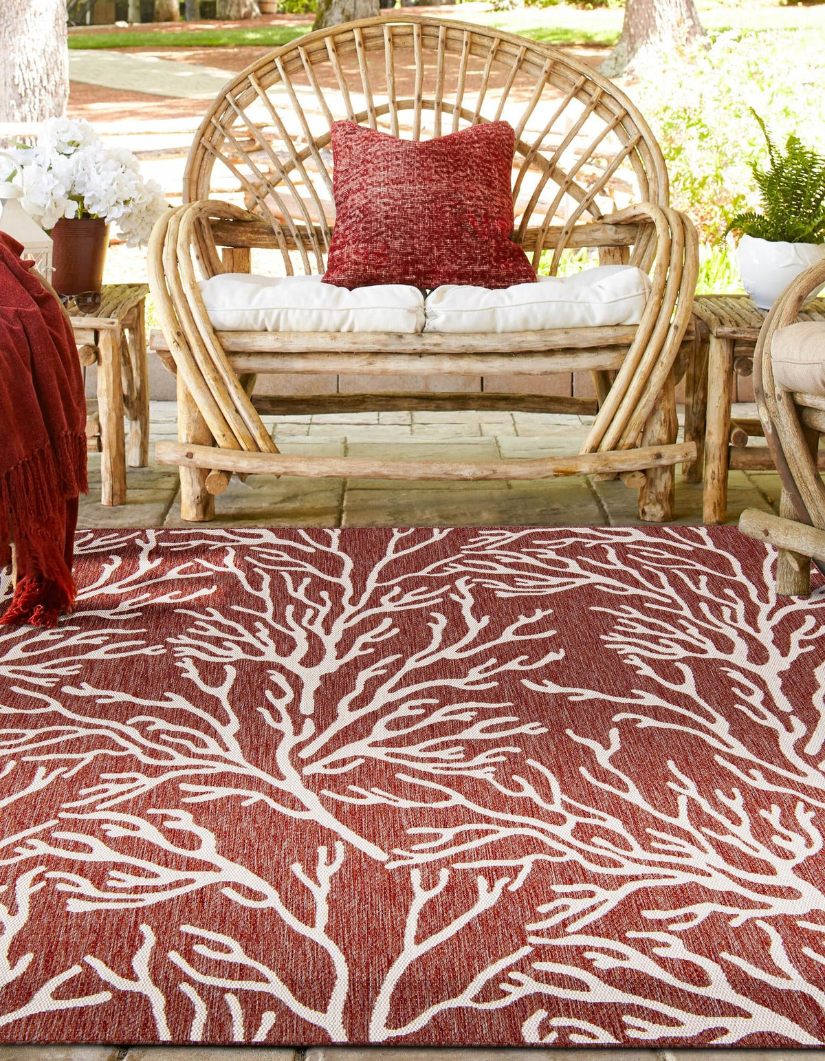Seaside Haven Rugs Collection Area Rug -  Pebblestone Square Rust Red  lifestyle 4