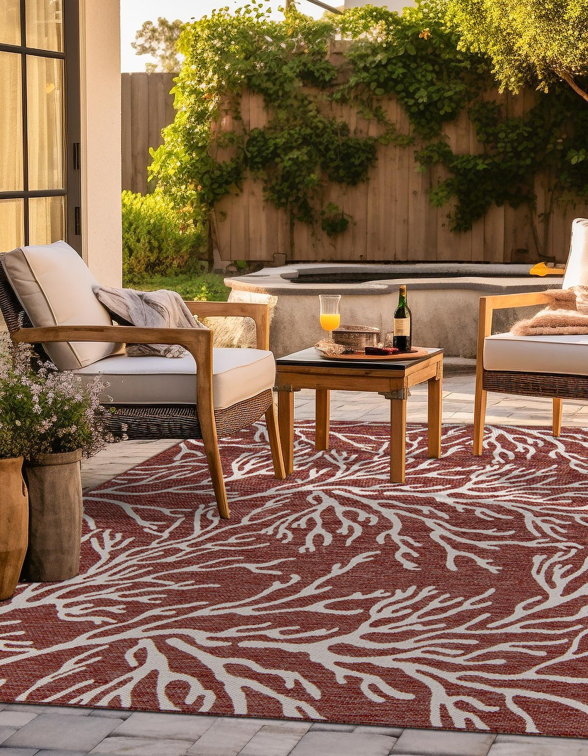 Seaside Haven Rugs Collection Area Rug -  Pebblestone Square Rust Red  lifestyle 5
