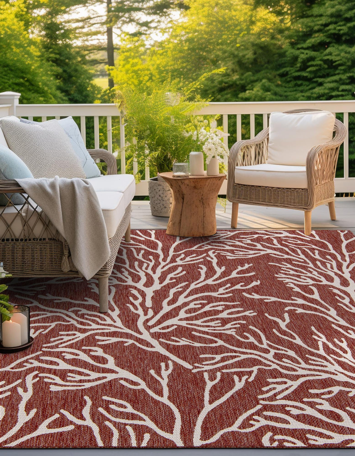 Seaside Haven Rugs Collection Area Rug -  Pebblestone Square Rust Red  lifestyle 6