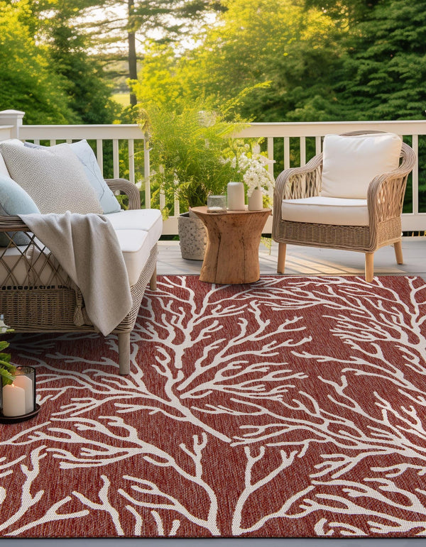 Seaside Haven Rugs Collection Area Rug -  Pebblestone Square Rust Red  lifestyle 6
