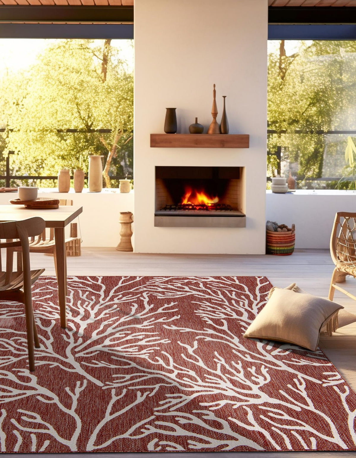 Seaside Haven Rugs Collection Area Rug -  Pebblestone Square Rust Red  lifestyle 7