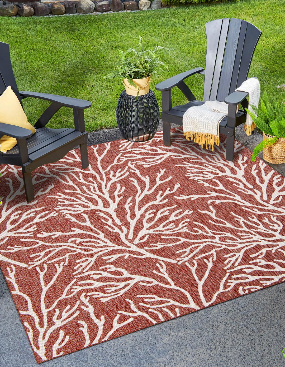 Seaside Haven Rugs Collection Area Rug -  Pebblestone Square Rust Red  lifestyle 8
