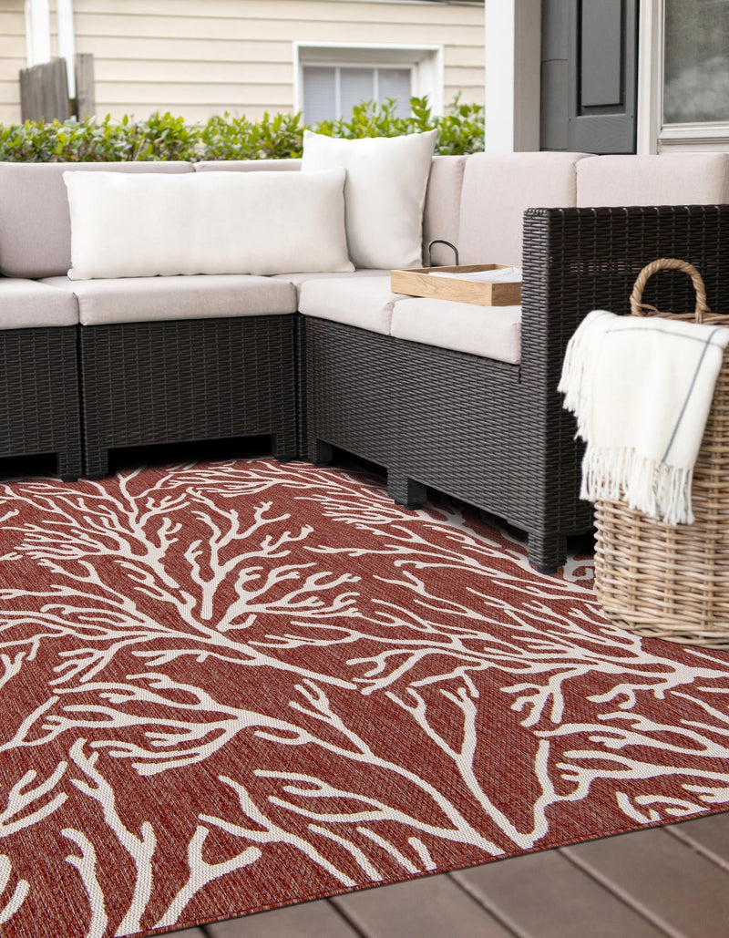 Seaside Haven Rugs Collection Area Rug -  Pebblestone Square Rust Red  lifestyle 9
