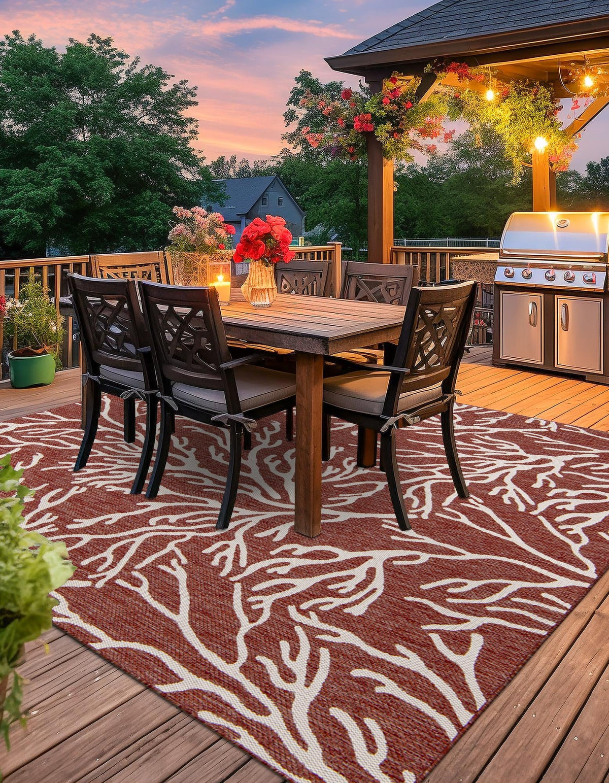 Seaside Haven Rugs Collection Area Rug -  Pebblestone Square Rust Red  lifestyle 10