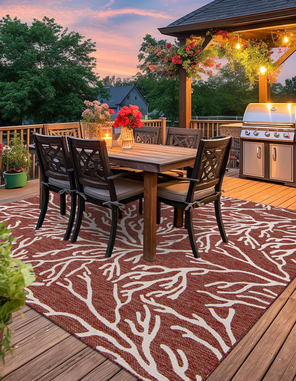 Seaside Haven Rugs Collection Area Rug -  Pebblestone Square Rust Red  lifestyle 10