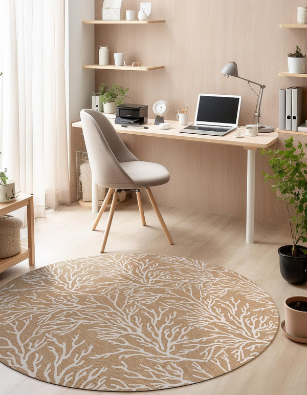 Seaside Haven Rugs Collection Area Rug -  Pebblestone Round Taupe  lifestyle 8