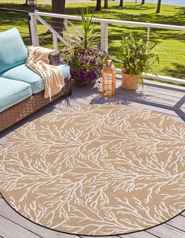 Seaside Haven Rugs Collection Area Rug -  Pebblestone Round Taupe  lifestyle 9