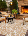 Seaside Haven Rugs Collection Area Rug -  Pebblestone Square Taupe  lifestyle 0