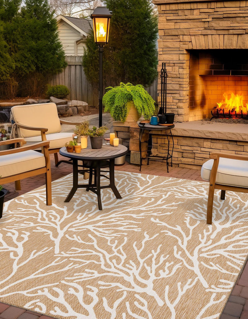 Seaside Haven Rugs Collection Area Rug -  Pebblestone Square Taupe  lifestyle 0