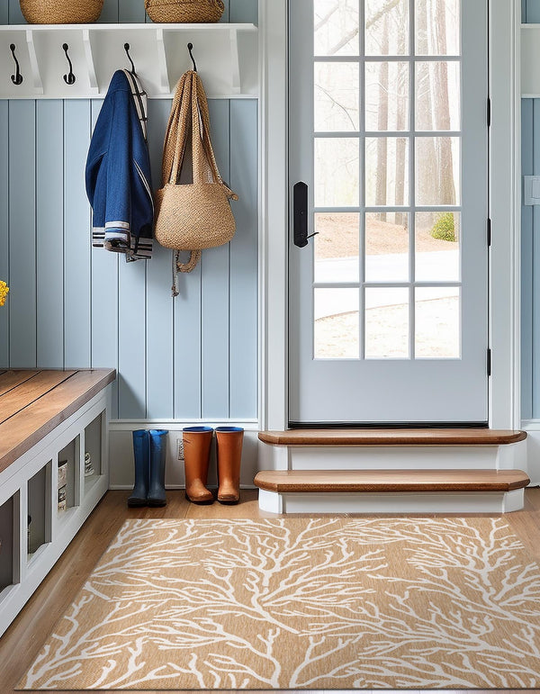 Seaside Haven Rugs Collection Area Rug -  Pebblestone Square Taupe  lifestyle 2