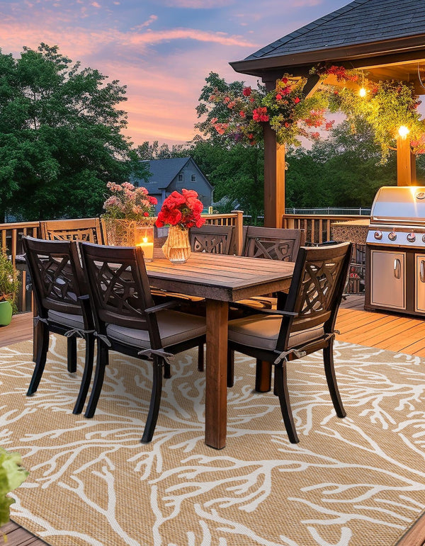 Seaside Haven Rugs Collection Area Rug -  Pebblestone Square Taupe  lifestyle 7