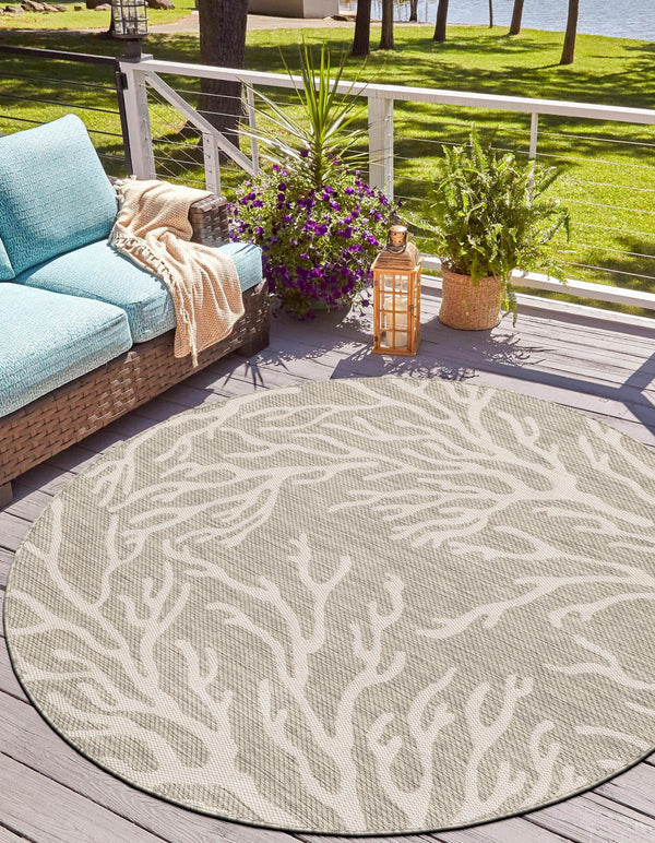 Seaside Haven Rugs Collection Area Rug -  Pebblestone Round Gray  lifestyle 92