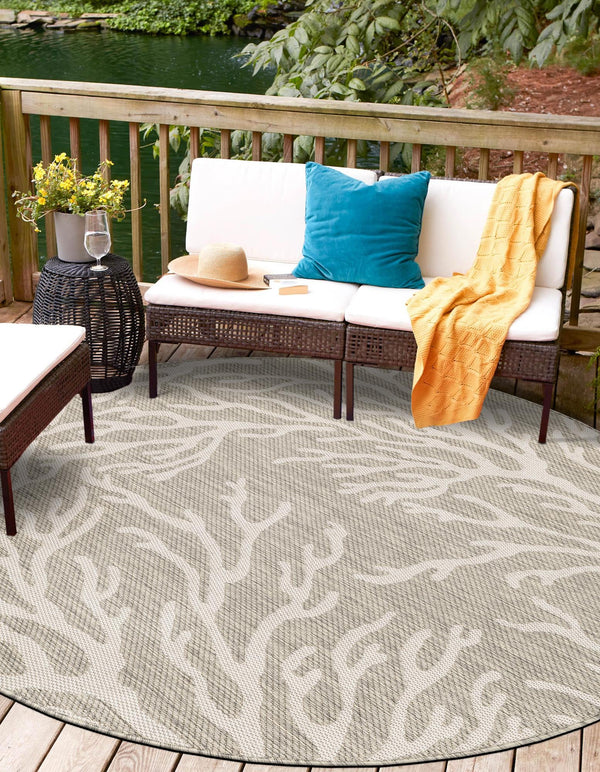 Seaside Haven Rugs Collection Area Rug -  Pebblestone Round Gray  lifestyle 112