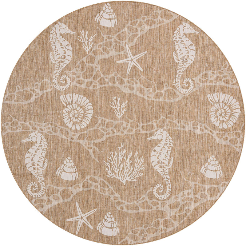 Seaside Haven Rugs Collection Area Rug -  Wavecrest Round Taupe  lifestyle 81