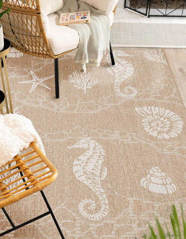 Seaside Haven Rugs Collection Area Rug -  Wavecrest Rectangle Taupe  lifestyle 8