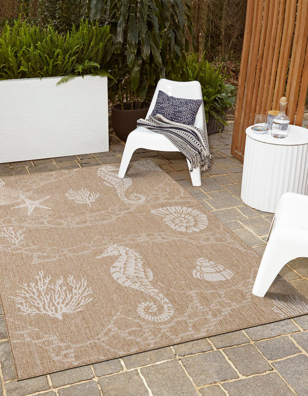 Seaside Haven Rugs Collection Area Rug -  Wavecrest Rectangle Taupe  lifestyle 10