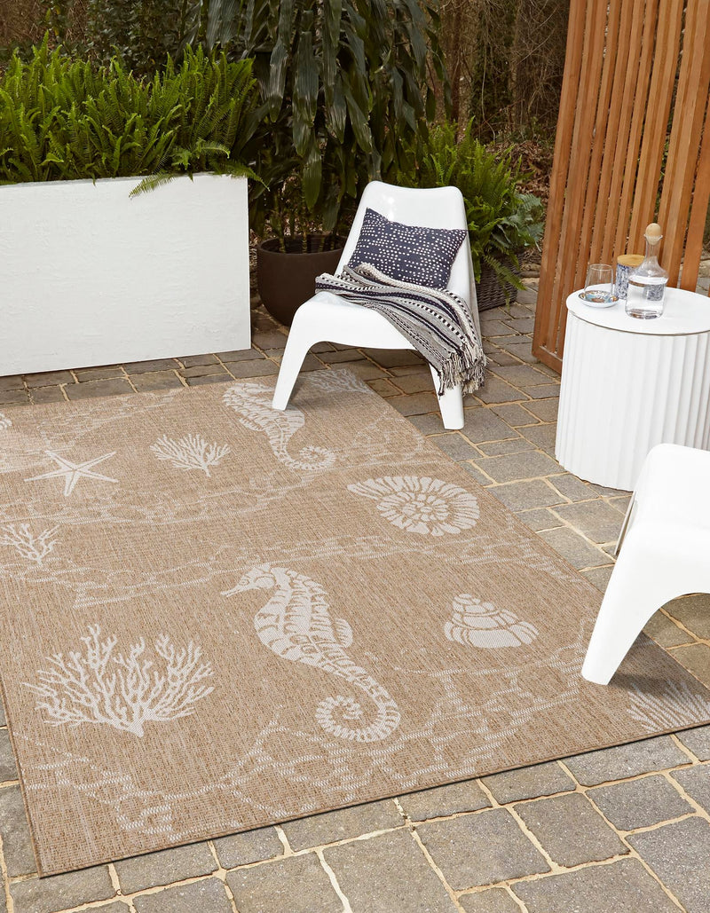 Seaside Haven Rugs Collection Area Rug -  Wavecrest Rectangle Taupe  lifestyle 10