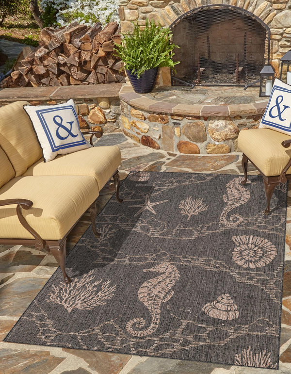 Seaside Haven Rugs Collection Area Rug -  Wavecrest Rectangle Black  lifestyle 8