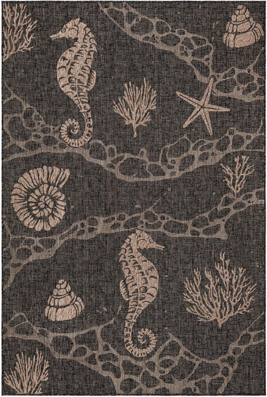 Seaside Haven Rugs Collection Area Rug -  Wavecrest Rectangle Black Main