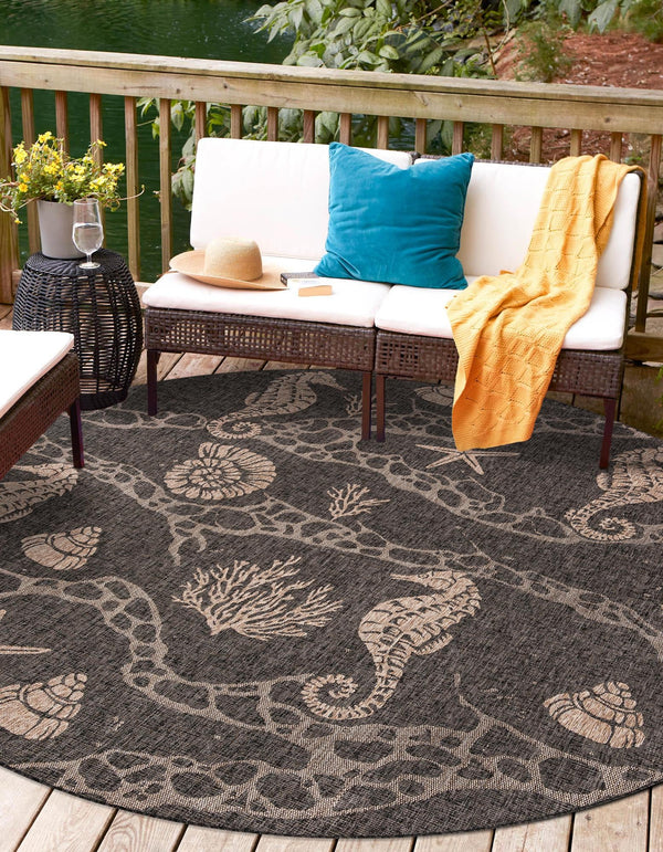 Seaside Haven Rugs Collection Area Rug -  Wavecrest Round Black  lifestyle 3