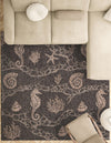 Seaside Haven Rugs Collection Area Rug -  Wavecrest Square Black  lifestyle 180