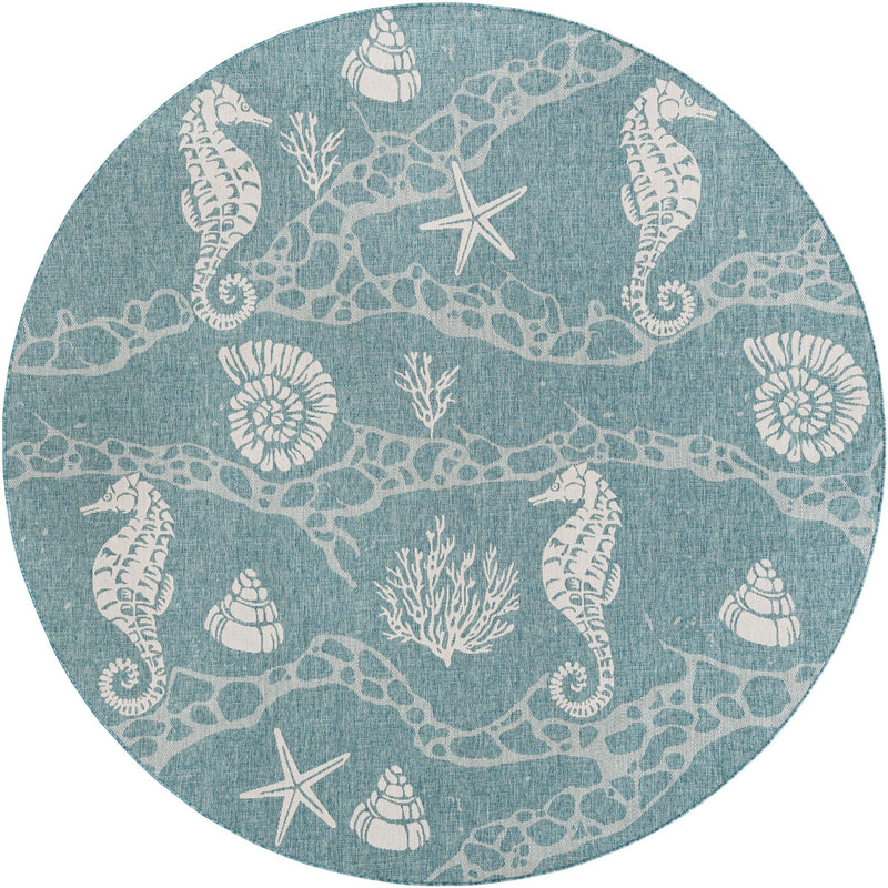 Seaside Haven Rugs Collection Area Rug -  Wavecrest Round Aqua Blue  lifestyle 77