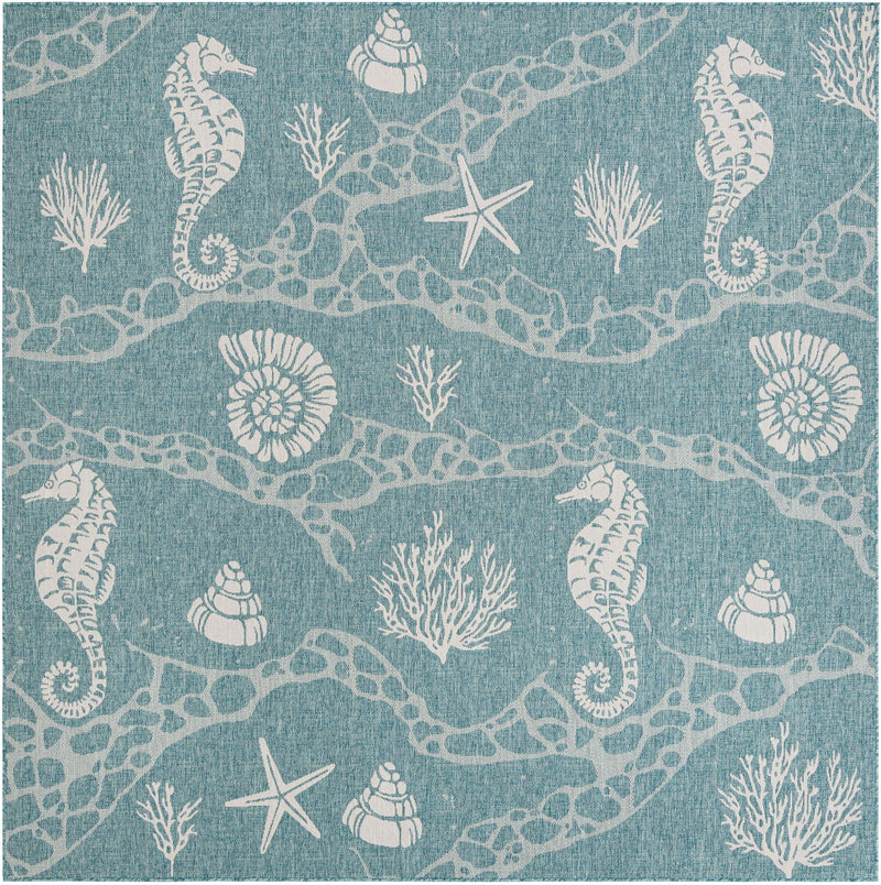 Seaside Haven Rugs Collection Area Rug -  Wavecrest Square Aqua Blue  lifestyle 79