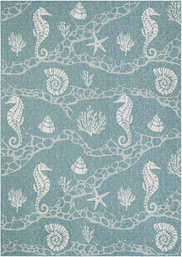 Seaside Haven Rugs Collection Area Rug -  Wavecrest Rectangle Aqua Main