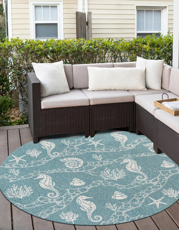 Seaside Haven Rugs Collection Area Rug -  Wavecrest Round Aqua  lifestyle 93
