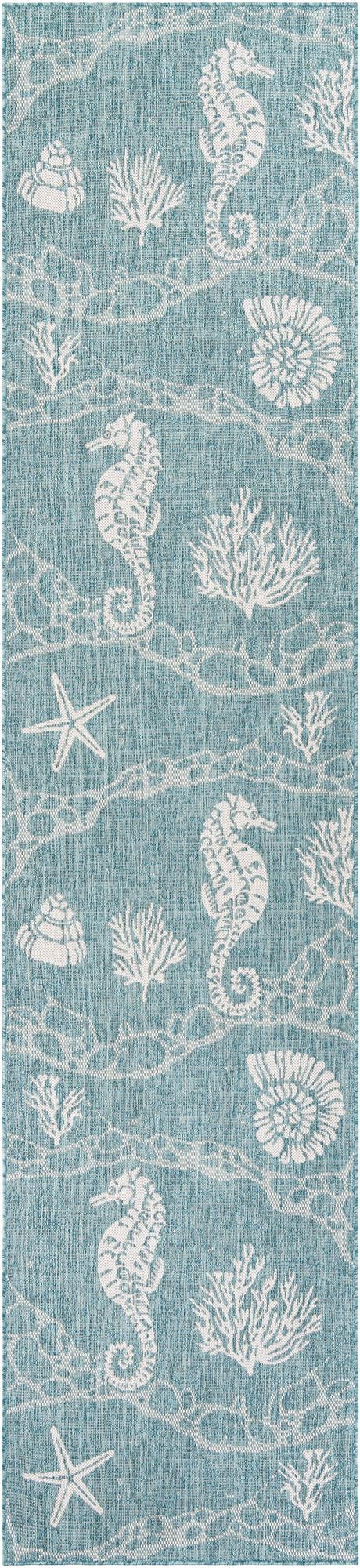 Seaside Haven Rugs Collection Area Rug -  Wavecrest Runner Aqua Blue  lifestyle 78
