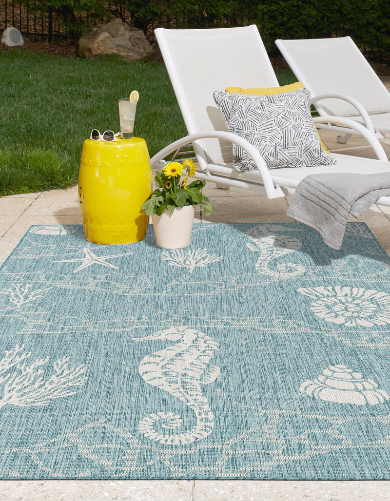 Seaside Haven Rugs Collection Area Rug -  Wavecrest Rectangle Aqua  lifestyle 4