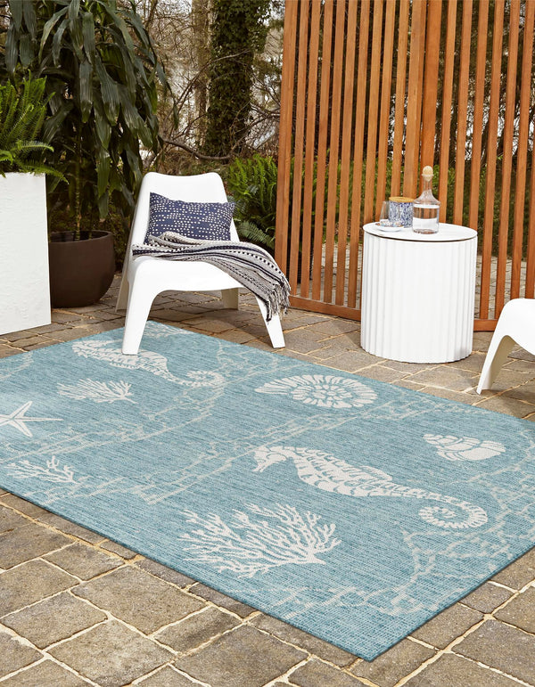 Seaside Haven Rugs Collection Area Rug -  Wavecrest Rectangle Aqua  lifestyle 7